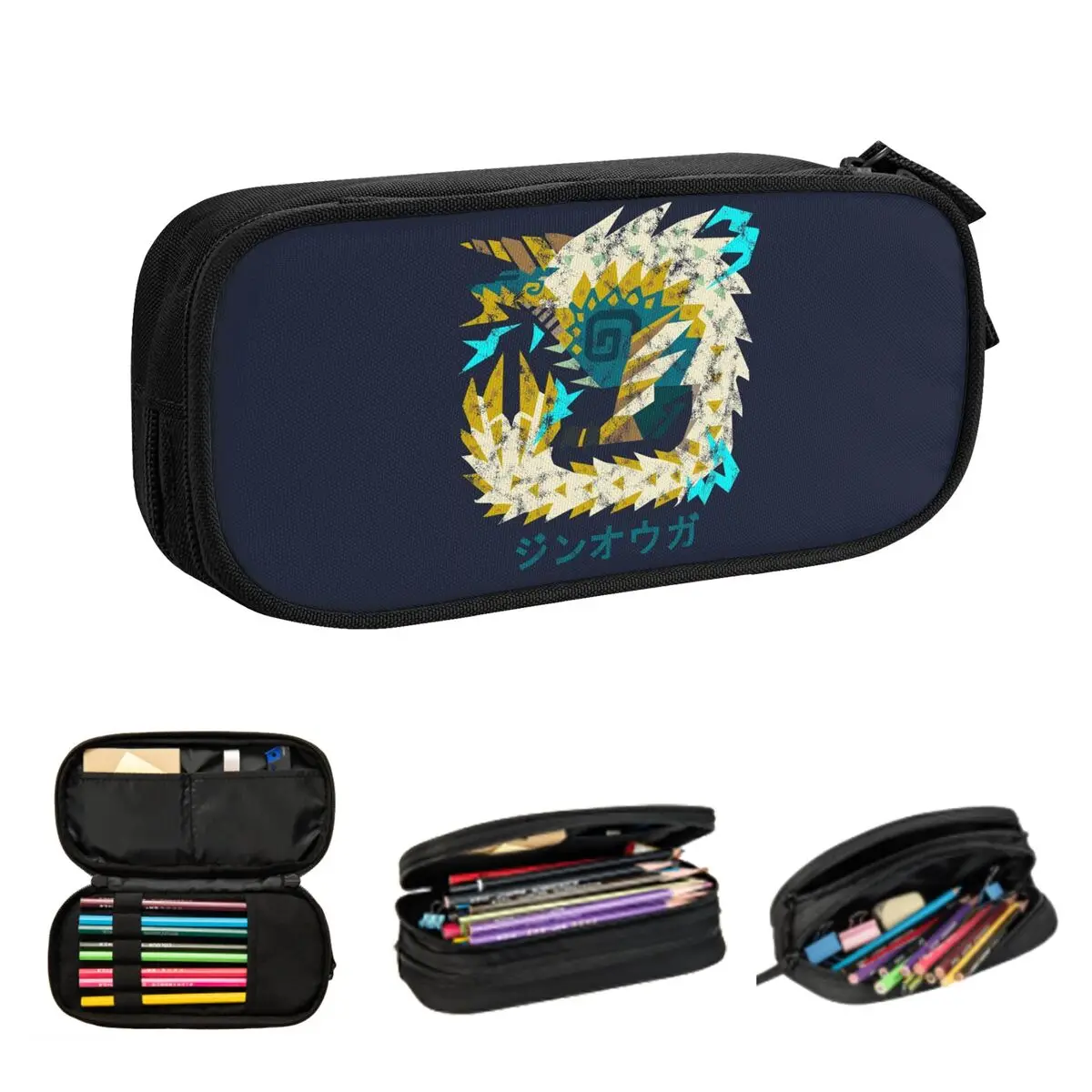 مونستر هنتر وورلد آيسبورن زينوجري كانجي مقلمة للطلاب هدايا صندوق القلم حقيبة أقلام رصاص تخزين كبير قلم رصاص الحقيبة