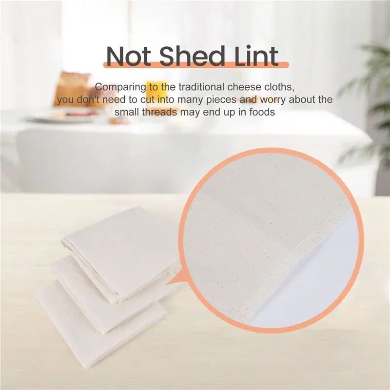 B62B-Muslin Cloths For Cooking, 50X50cm, Grade Hemmed Cheese Cloths For Straining, Unbleached Pure Cotton Cheese Cloth 3 Pcs