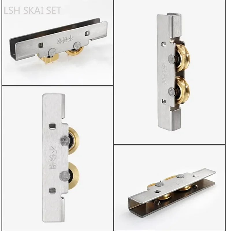2pcs/10-12mm Frameless Glass Door Pulley Bathroom Sliding Door Roller Indoor Window Stainless Steel Double Wheel Hardware