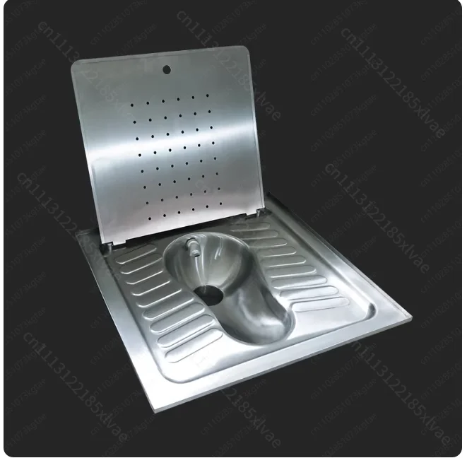 304‑Stainless‑Steel Squat‑Toilet Pan with Cover, Flush‑Type WC Squatting Bowl for Public Restroom KTV Station Bathroom