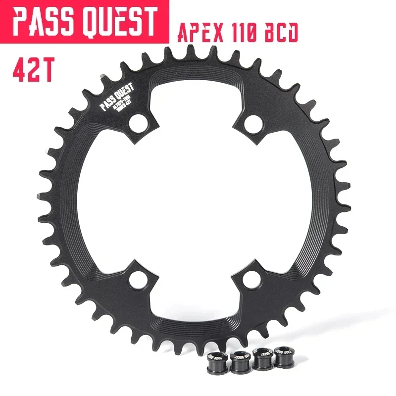 PASS QUEST 110BCD kettingblad voor Sram Apex kettingbladen racefiets 36/38/40/42/44/46/48/50/52T 110BCD Smalle Grove Kettingwiel