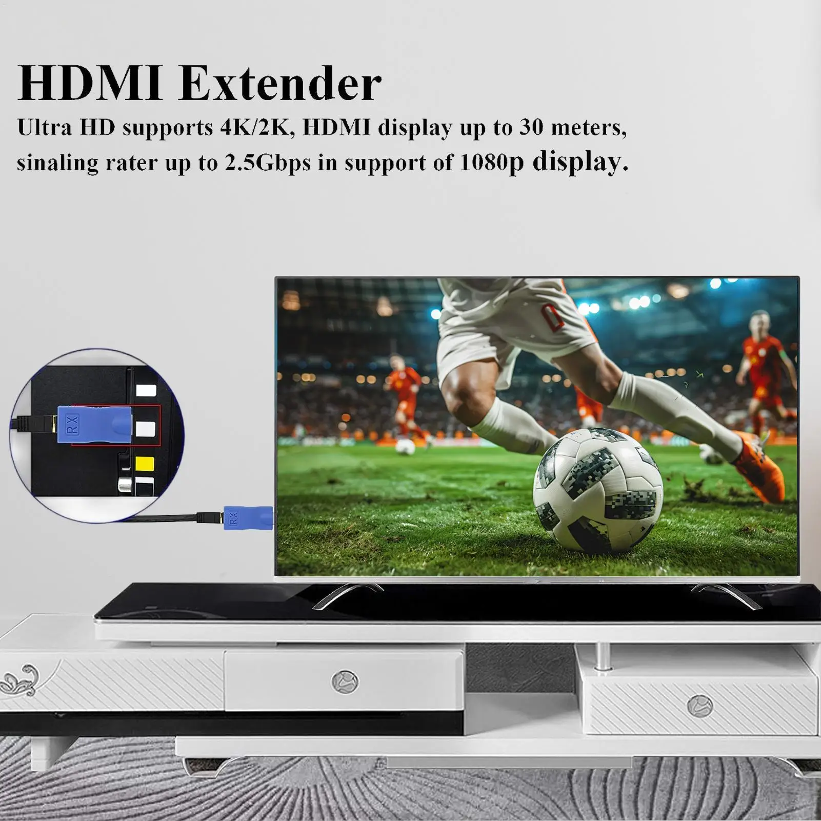 HD-передатчик HD-удлинитель для телевизора 98,4 фута, разъем диапазона передачи для ПК, ноутбука, семьи, мужчин, учителей, молодежи, дома, класса