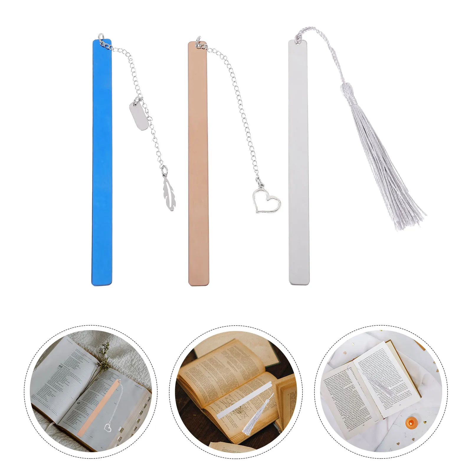 3Pcs Stainless Steel Classic Bookmark Zinc Alloy Book Page Markers Bible Reading Page Marks Tear Resistant