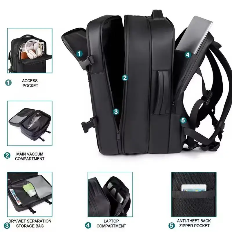 Vacuum Compression Backpack Large-capacity Compression Bag Expandable Travel Backpack with Lock Vacuum Compression Sealing Bags