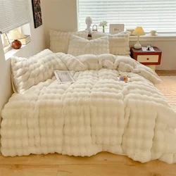 Winter Thicken Plush Bedding Set 4pcs Double Velvet Milk Velvet Bed Sheet Quilt Cover Pillowcase Queen Duvet Cover Set