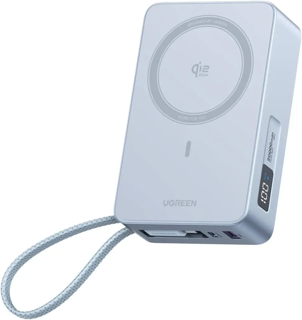 

Магнитный Power Bank на 20000 мАч для MagSafe с беспроводной зарядкой Qi2 25 Вт и быстрой зарядкой PD 45 Вт, портативный для iPhone