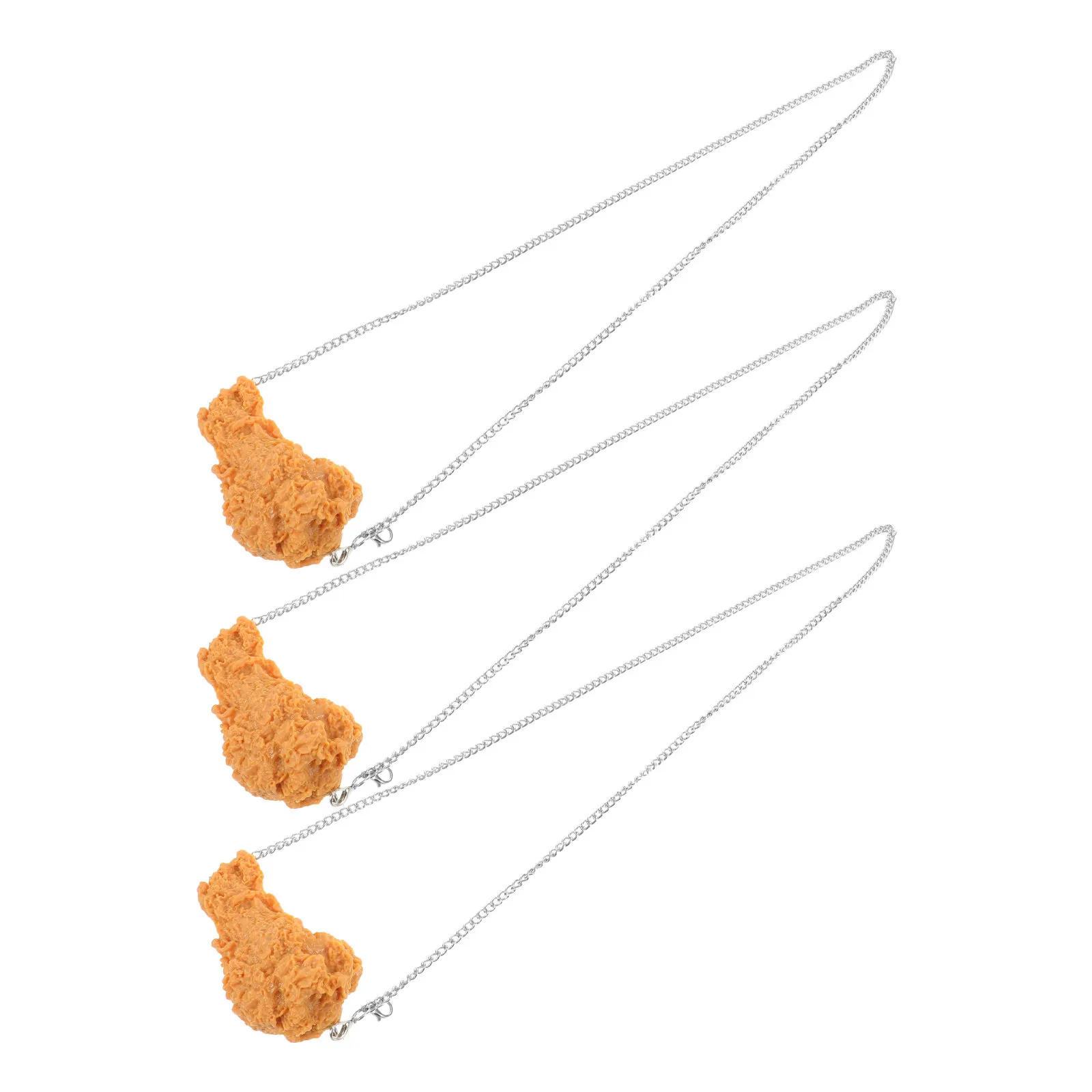 3D Fried Chicken Pendant Necklace Set – Funny Food-Themed Party Jewelry for Women & Teens