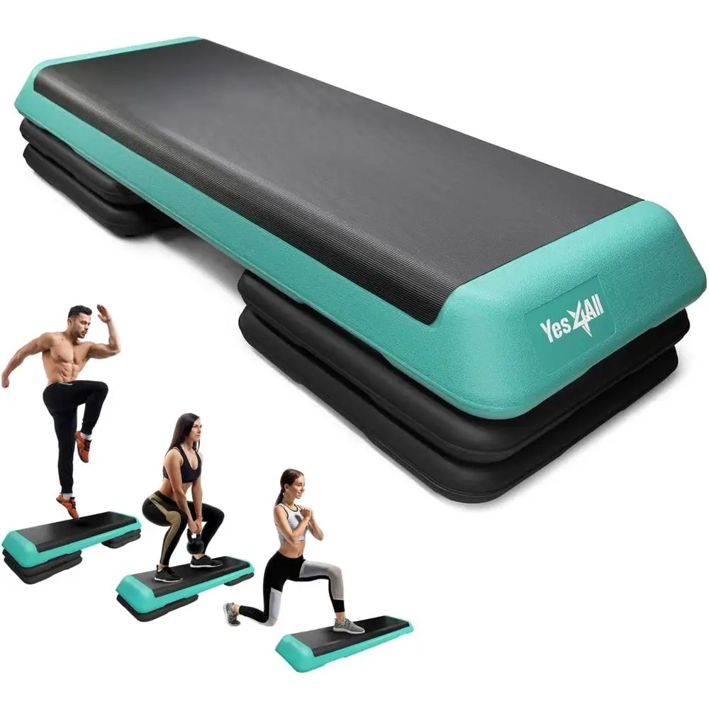 

Adjustable Workout Aerobic Exercise Step Platform Health Club Size with 4 Adjustable Risers Included and Extra Risers Options