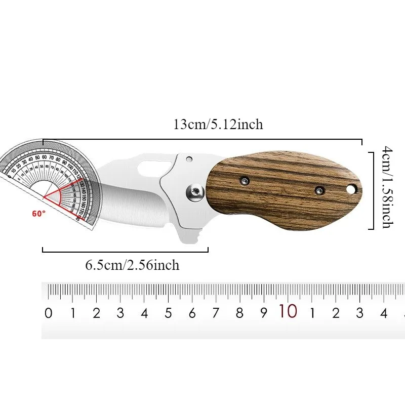 2 Piece Stainless Steel Wood Handle Folding Knife, Carry Key Pocket Knife, Camping EDC Knife, Fruit Knife