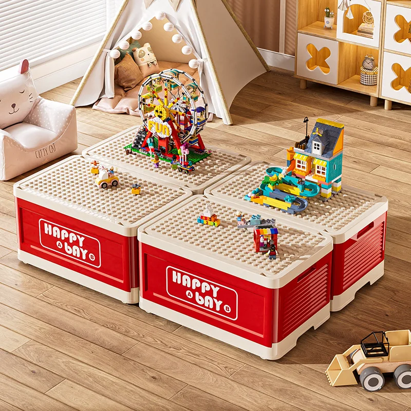 Large Capacity Toy Storage Box with Wheels and Lids for Lego Dustproof Stackable Organizer