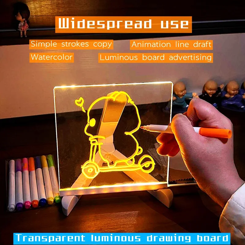 Cretive DIY Manual Luminous Drawing Board Acrylic Sheet Reusable use for Home Decoration/Children Gifts/Study Work Schedule Plan