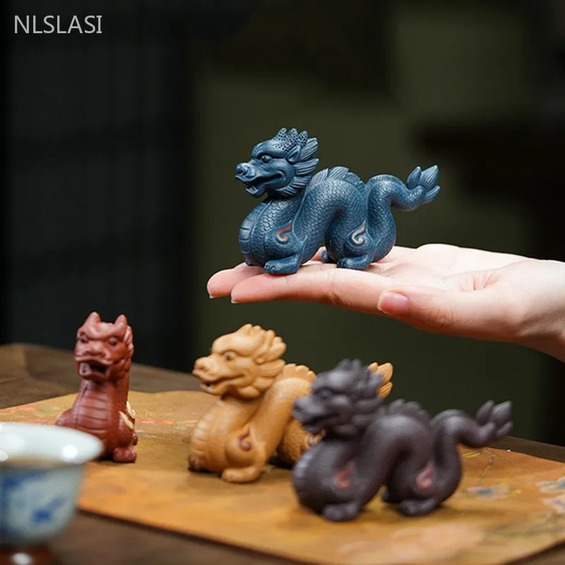 

Handmade Statue Dragon Decoration Yixing Purple Clay Tea Pet Zodiac Dragon Model Sculpture Traditional Tea Ceremony Accessories