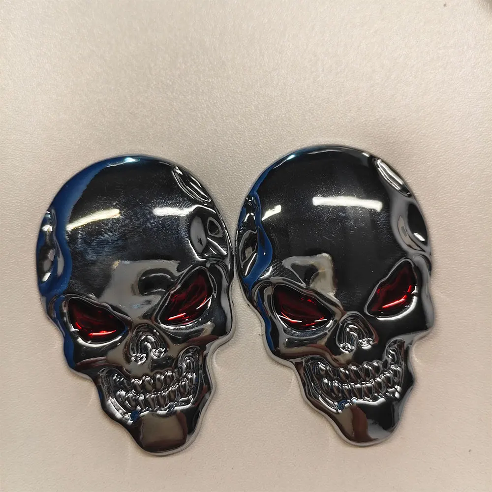 2pcs Skull Pirate Skeleton Buccaneer Head Skull 3D Metal Car Body Sticker Auto Rear Emblem Badge Decal Truck Creative Decorative image 5