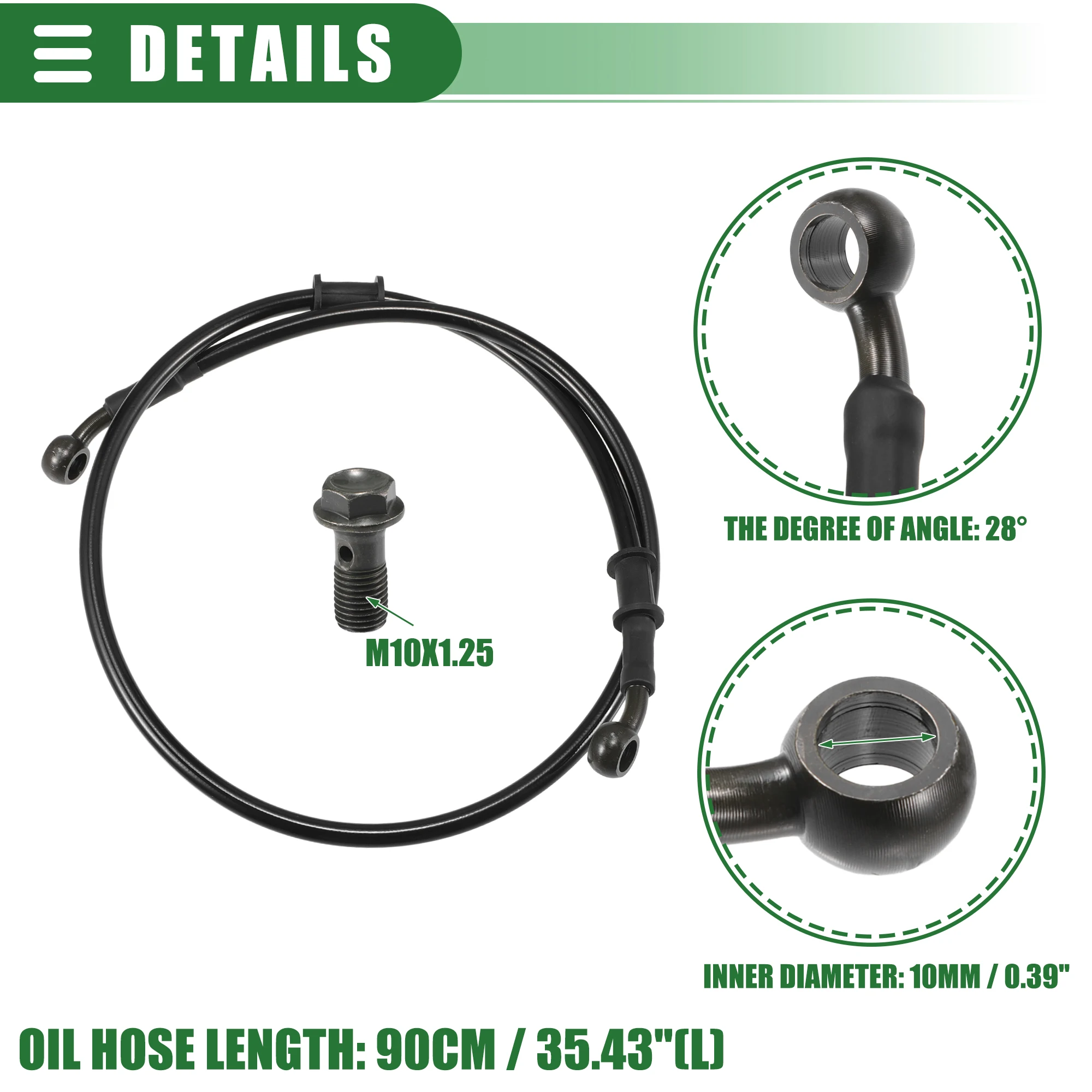 Motoforti 90 cm Motorrad geflochtener hydraulischer Bremsleitung Ölschlauch Schwarz Armeegrün 1 Set – Detail 17