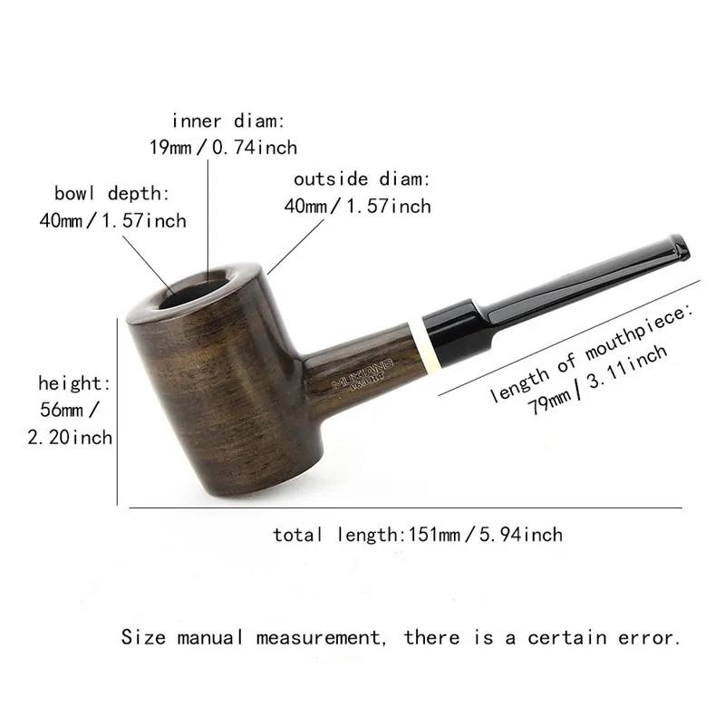 MUXIANG DIY Carved Hammer Type Ebony Pipe Tobacco Pipe 9mm Filter Tip And Accessories High-End Gifts Christmas Limited Edition