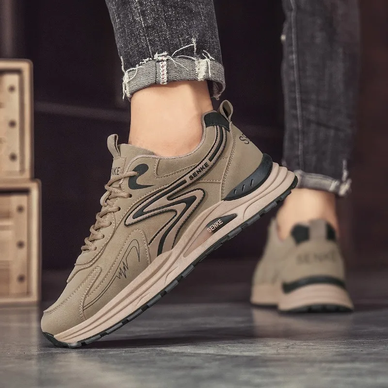 

Men's Vintage Low Top Thick Sole Casual Sports Shoes 2025 Autumn Outdoor Fashion Versatile Comfortable Anti Slip Chunky Sneakers