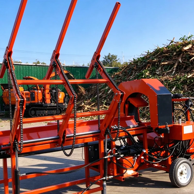 Wood Chipper and Log Splitter Combo Machine, Mobile Hydraulic Firewood Splitter, Forest Wood Processing Gear