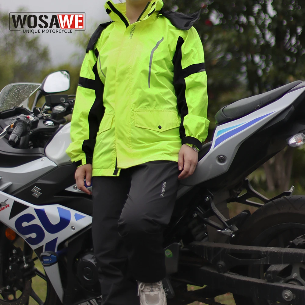 WOSAWE Men Motorcycle Raincoat Suit Men Jacket Rider Rain Suit Moto Lady Outdoor Rainwear Women Jumpsuit Rain Coat Waterproof