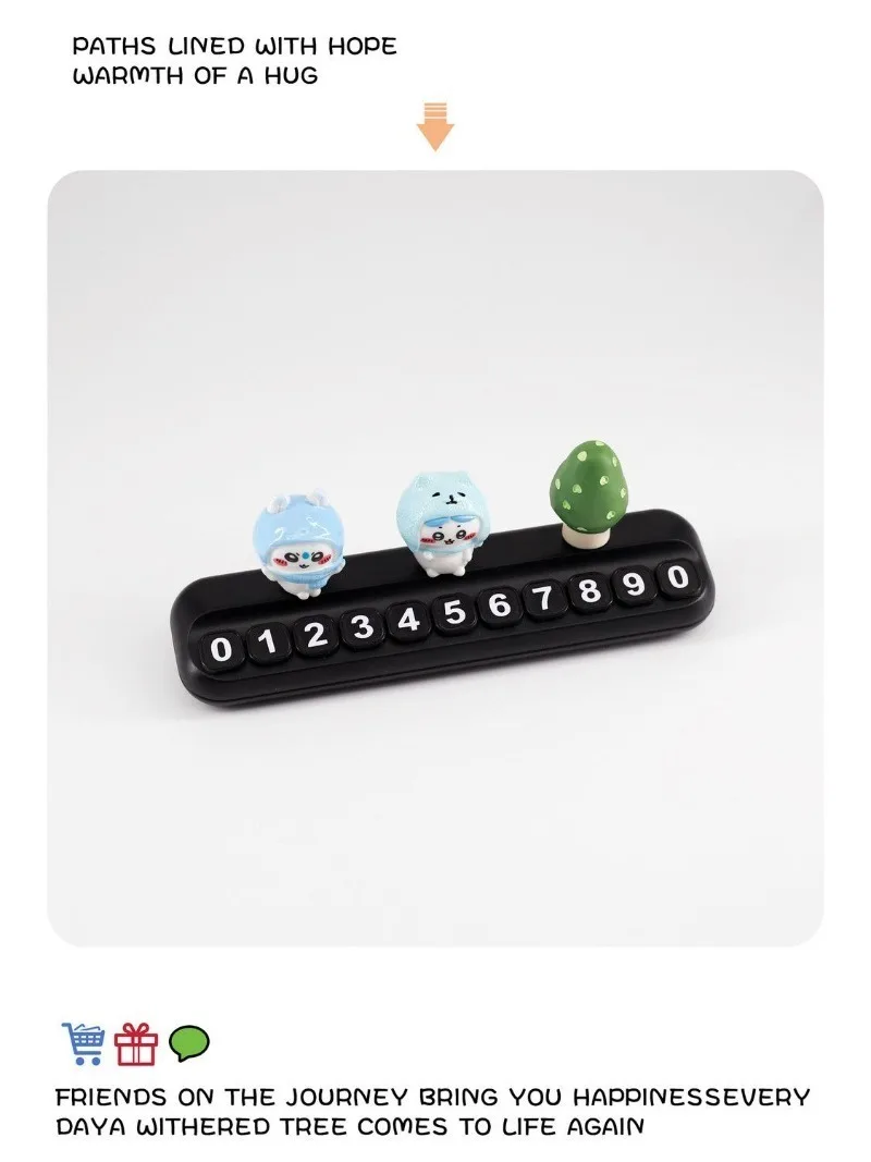 Chiikawa Temporary Parking Number Plate Cute Car Phone Sign Dashboard Ornament Auto Interior Decor Hachiware Usagi Car Accessory - view 4
