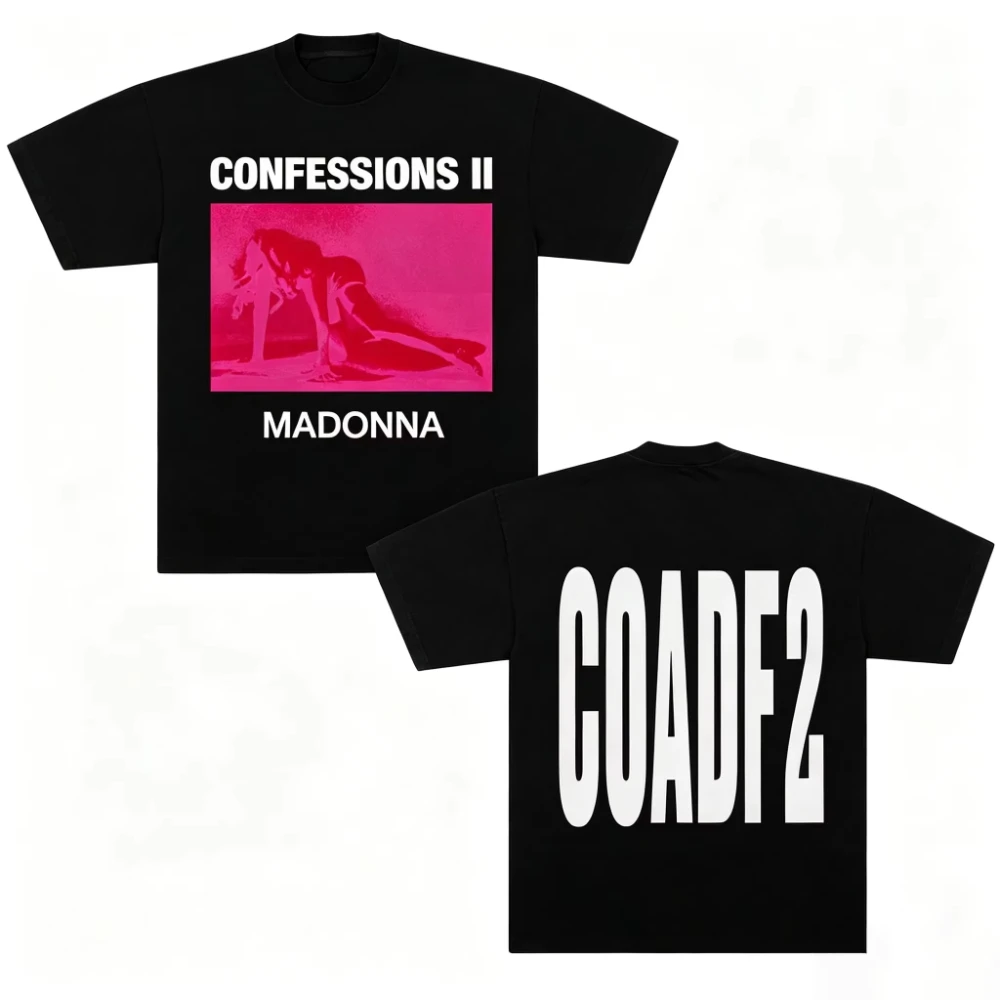 2026 Madonna Confessions II Cotton T Shirt Men Singer Print Short Sleeve Tee Summer Casual Streetwear Oversized T-shirt