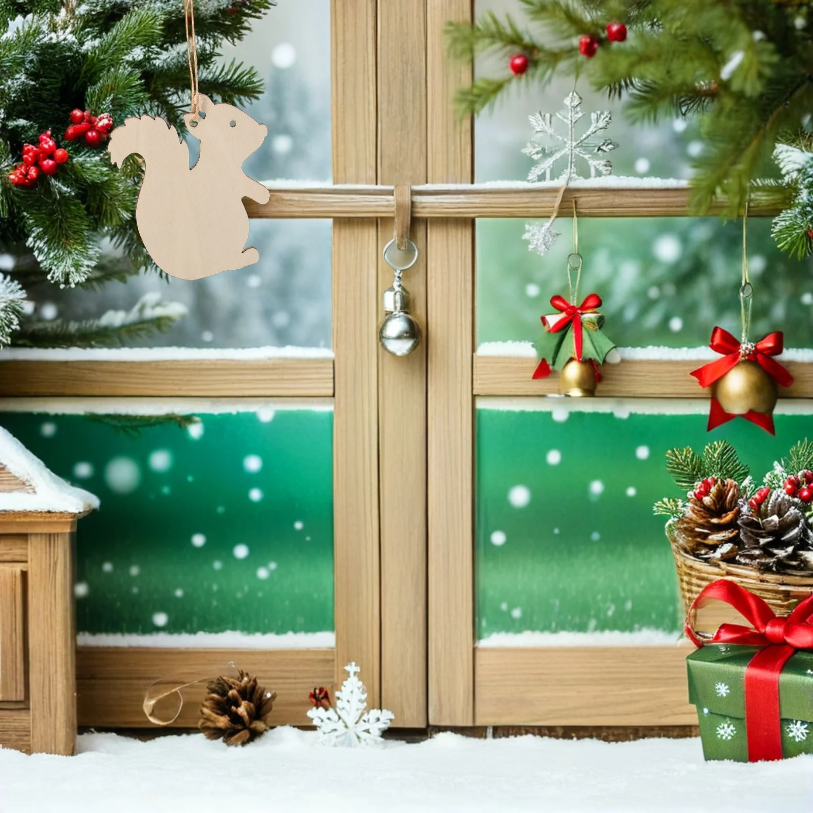 

50Pcs Squirrel Wood Cutouts Unfinished DIY Craft Supplies Animal Shaped Slices for Holiday Decor Squirrel Ornament