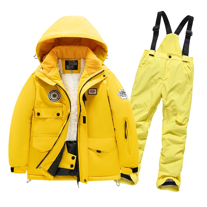 Boys Girls Ski Jacket Ski Pants Winter Warm Windproof Waterproof Outdoor Hot Ski Equipment Snowboard Coat For Children