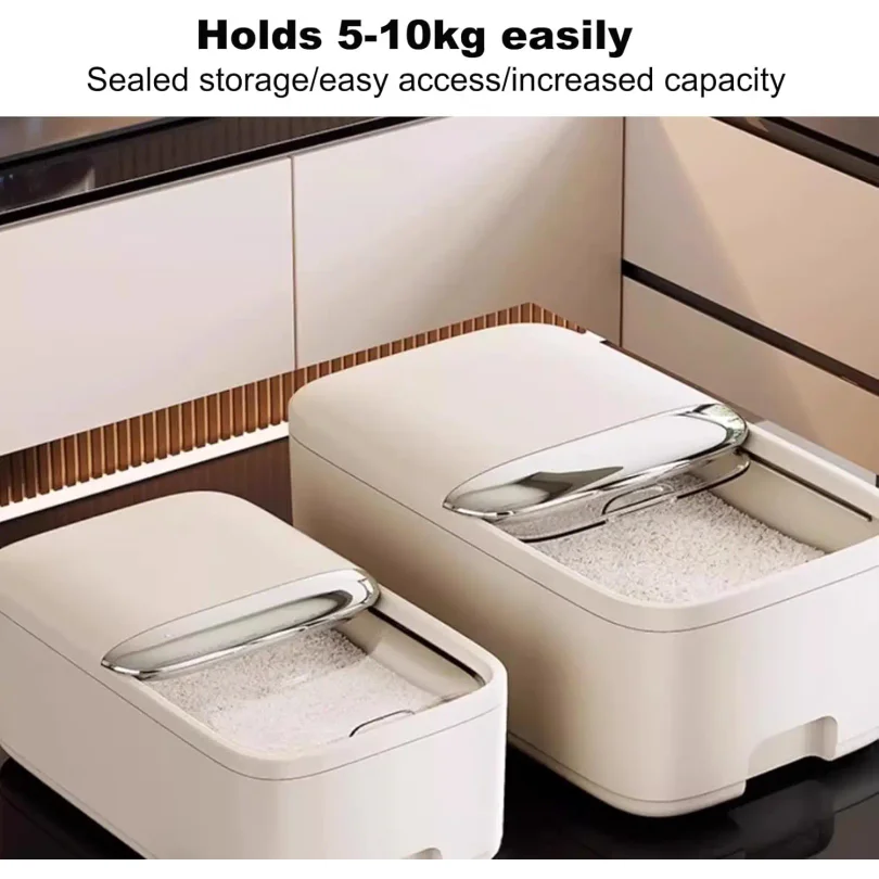 Grain Storage Containers Sealed Rice Containers Large Capacity Sealed Jars with Graduated Measuring Cups for Storing Rice
