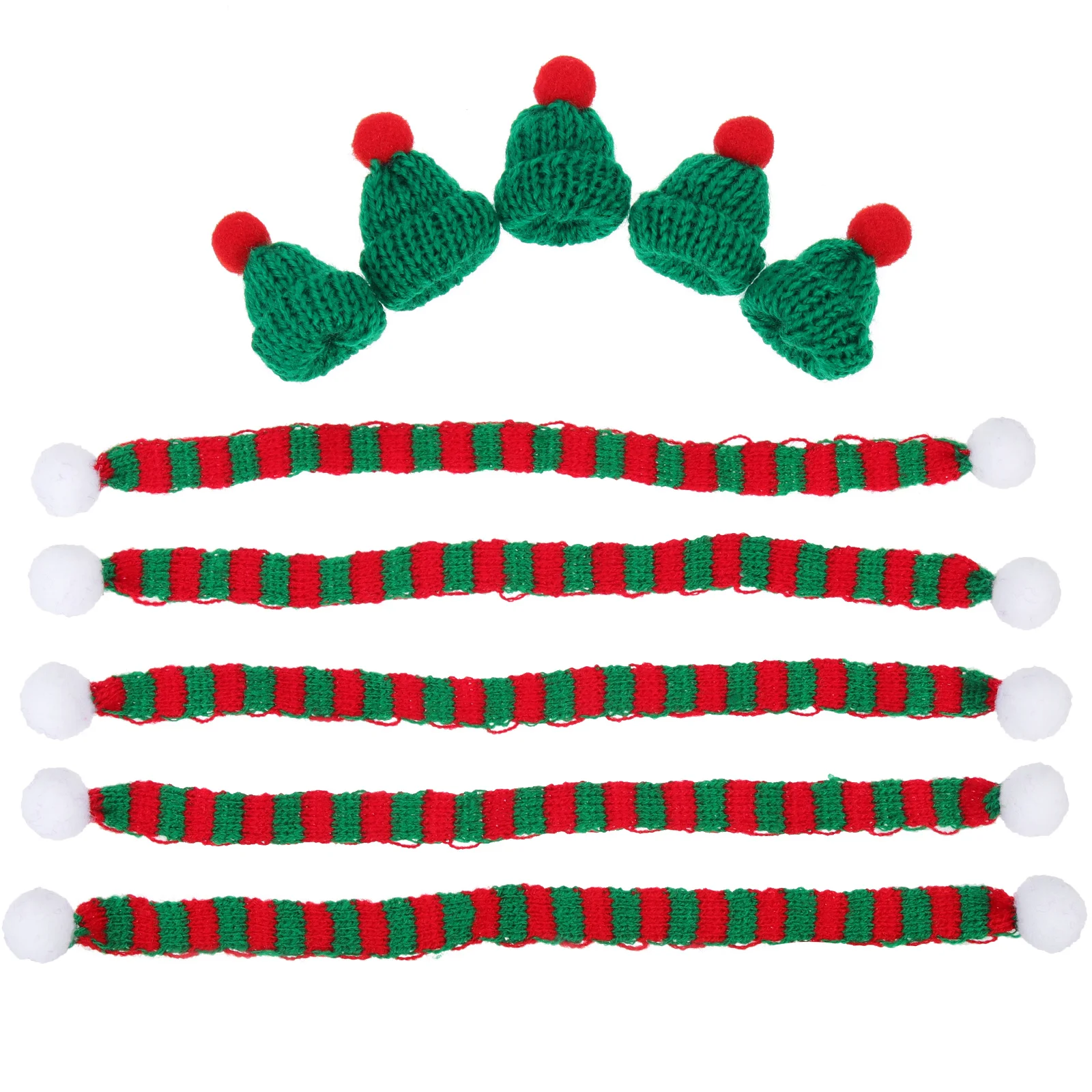 

5 Sets Holiday Hats Bottle Cap Mini Imitation Straw Knitting Decorations Christmas