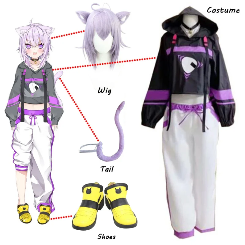 Game VTuber Hololive Nekomata Okayu Cosplay Costume Daily Uniform Suit Women Halloween Custom Made