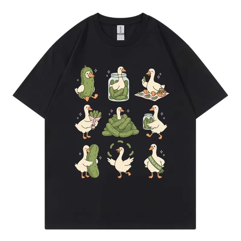Just A Pickle Goose Funny Meme T Shirt Men Women Cartoon Fashion Short Sleeve T-shirts Summer Casual Loose 100%cotton T-shirt