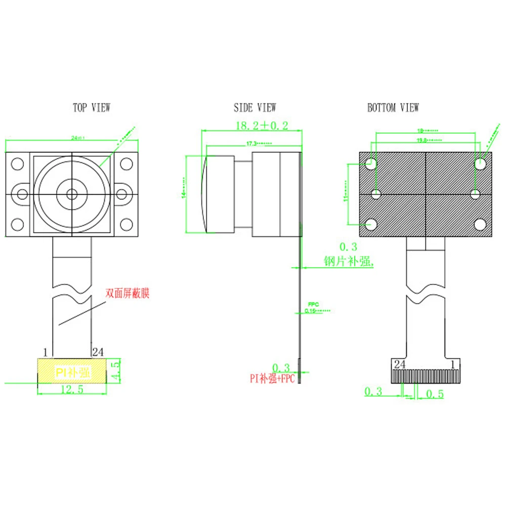 IMX415 Camera Module 4K HD 8MP M12 30FPS MIPI CSI Interface 4Lane 24PIN for Machine Vision 88 120 160 200 Degrees Wide Angle
