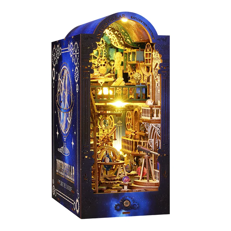 Fai da te Book Nook casa delle bambole in miniatura scaffale in legno inserto Home Miniature Dollhouse Case Model Kit giocattoli di compleanno regali