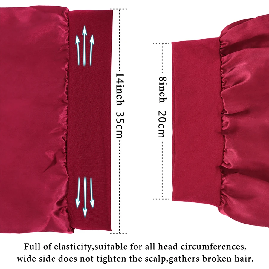 طويل الحرير بونيه للنوم مع واسعة شريط مرن غطاء رأس مريحة ليلا النوم العناية بالشعر النساء طويل الشعر مجعد فقدان