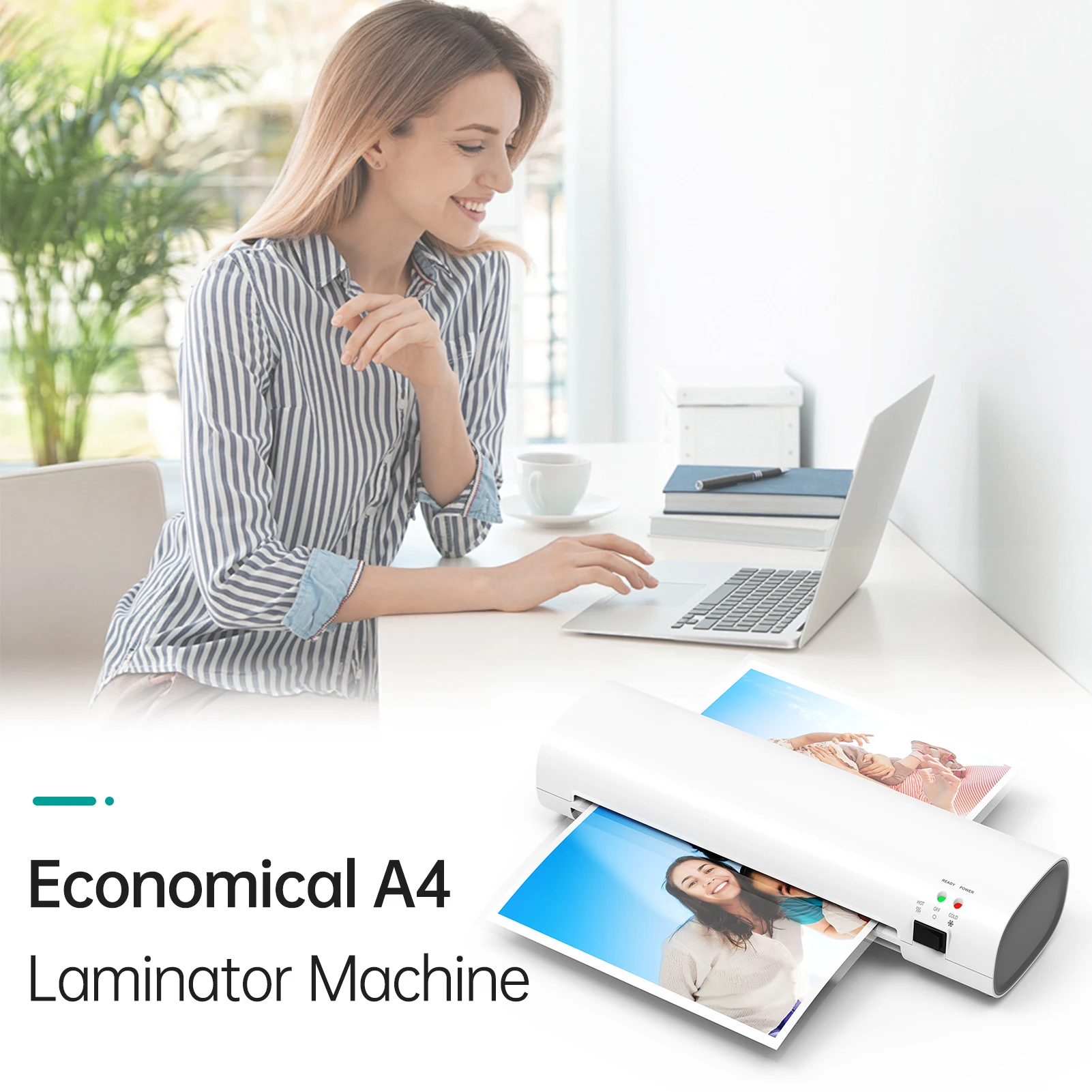 آلة الترقق A4 9 بوصة آلة تغليف حرارية سطح المكتب 2 نظام الأسطوانة لأكياس الترقق A4/A5/A6