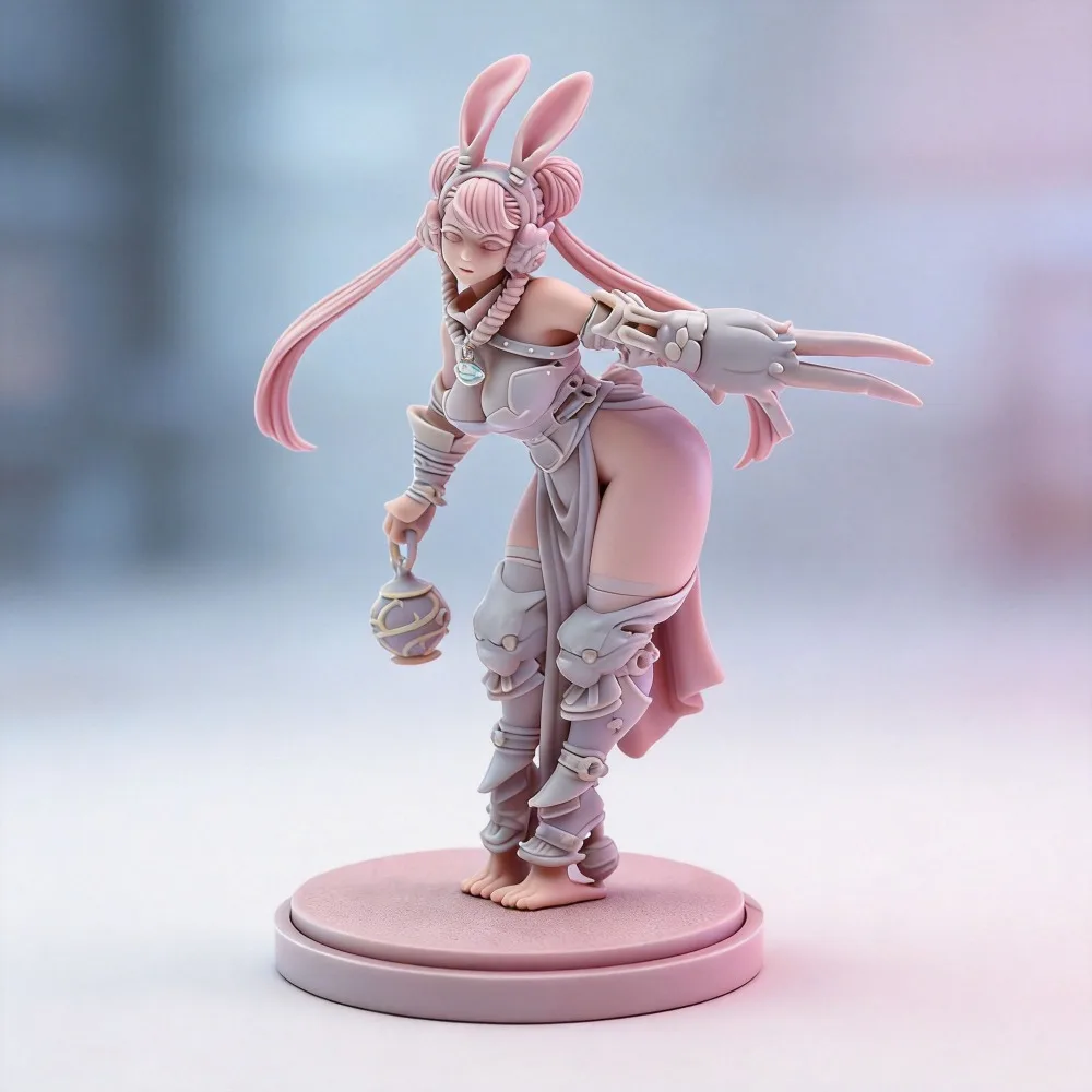 38mm Beauty Soldier Female Warrior of The Rabbit Clan Resin Soldier Model 3D Printed DIY Coloring Self-assembly Figurine Craft