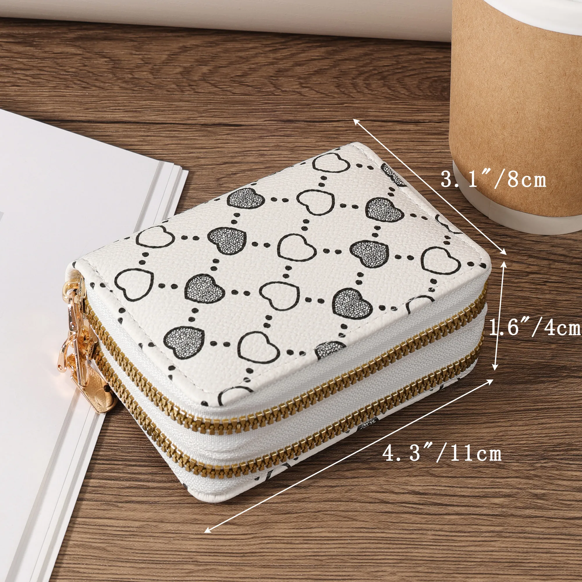 Carteira de moedas minimalista para mulheres, clipe de zíper duplo, bolsa de armazenamento de dinheiro, curta, elegante, multifuncional