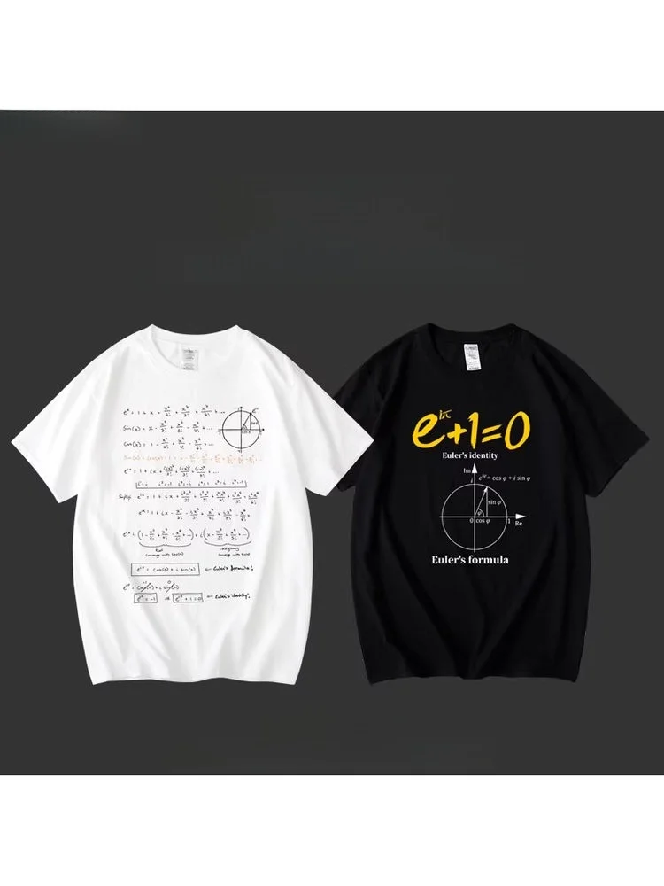 Euler's Identity Mathematical Formula Loose Fit Cotton T-Shirt for Men Summer Casual Wear Breathable Short Sleeve T-Shirt