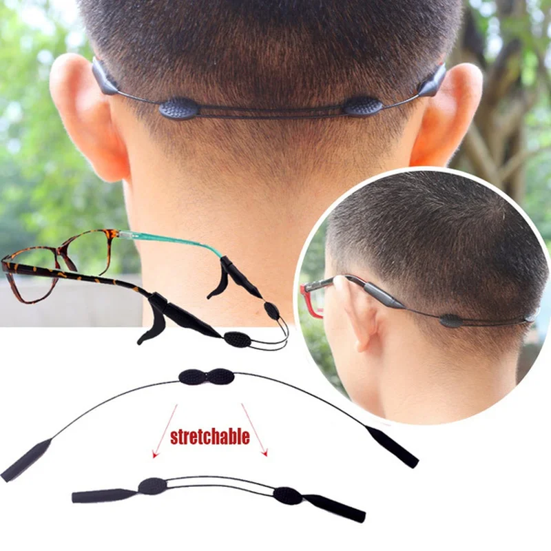 25/30/35/40cm Black Elastic Silicone Eyeglasses Straps Sunglasses Chain Sports Anti-Slip String Glasses Ropes Band Cord Holder