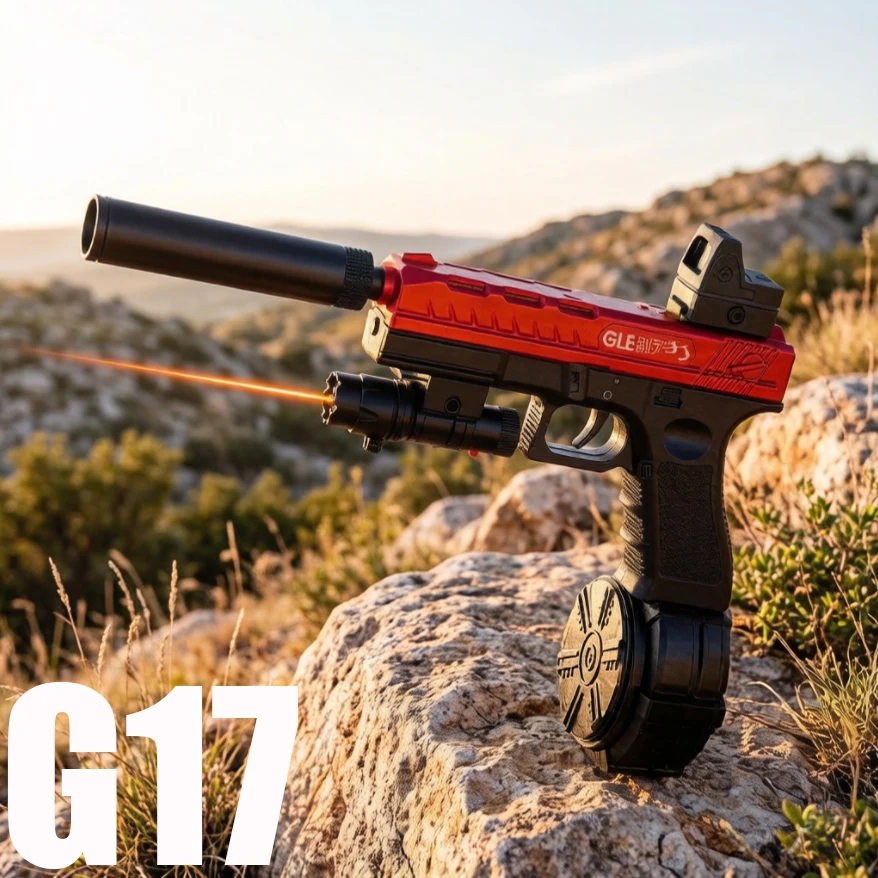 

The New G17 High-Speed Rapid-Fire Model with 7.4V Lithium Battery and USB Charging Cable Can Fire 7-8mm Gel Bullets, a Birthday Gift for Boys, Outdoor Toy