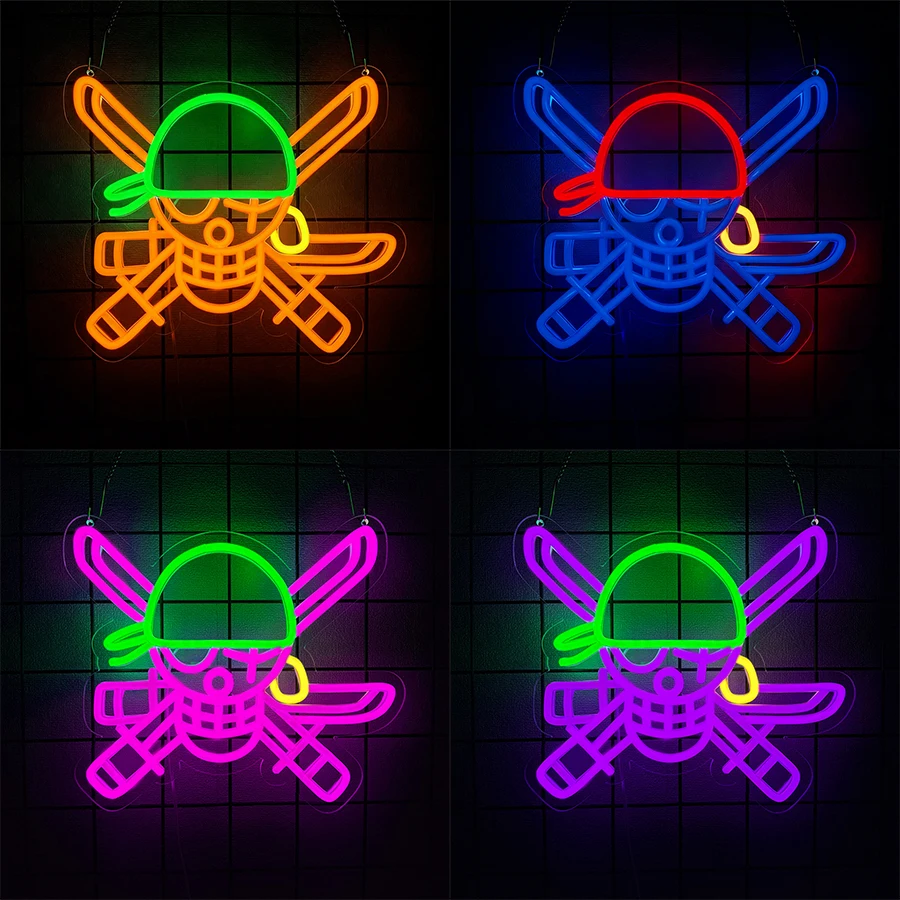 Animation Led Neon Sign, Pirate Kings Skull Icon, Suitable For Bedroom, Game Room, Man Cave Decor, Teenagers' Birthday Gifts.