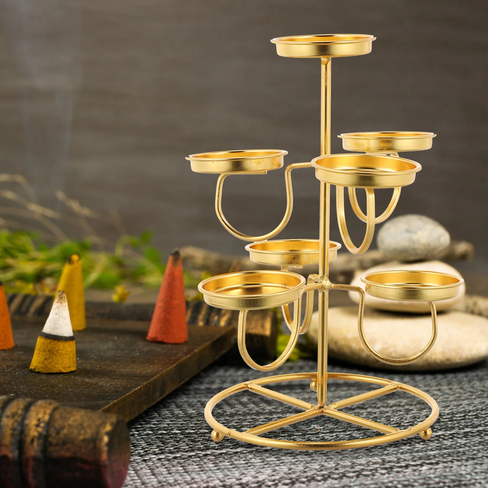 

Suoil Candleholder Delicate Decorative Stand Space-Saving Design Romantic Bar Restaurant Decoration