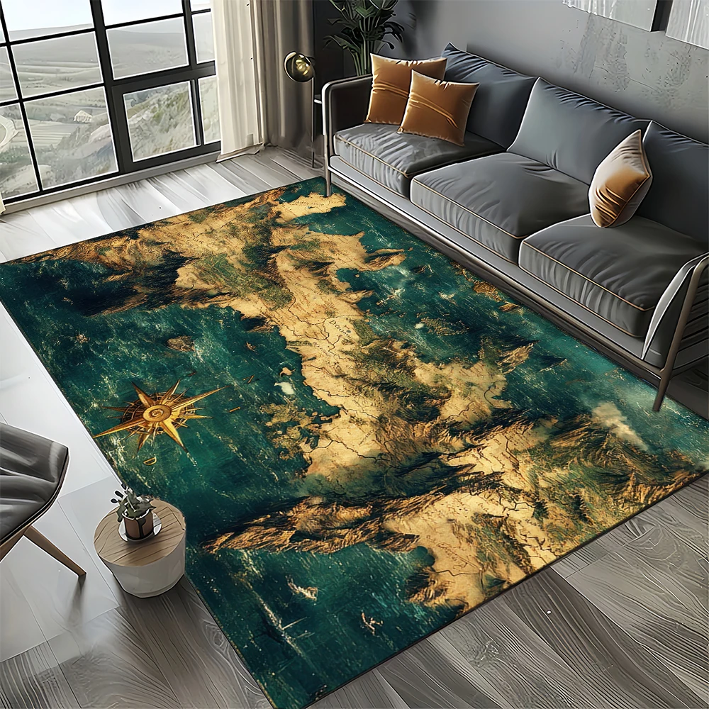 27 Style New Retro Marine Nautical Chart Compass Carpet Rug for Home Living Room Bedroom Sofa Doormat Decor,Non-slip Floor Mat