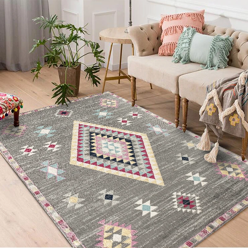 

Crystal velvet carpetBohemian Pattern Decorative Living Room Carpet Tribal Style Moroccan Luxury Persian Bedroom Rug Geometric A