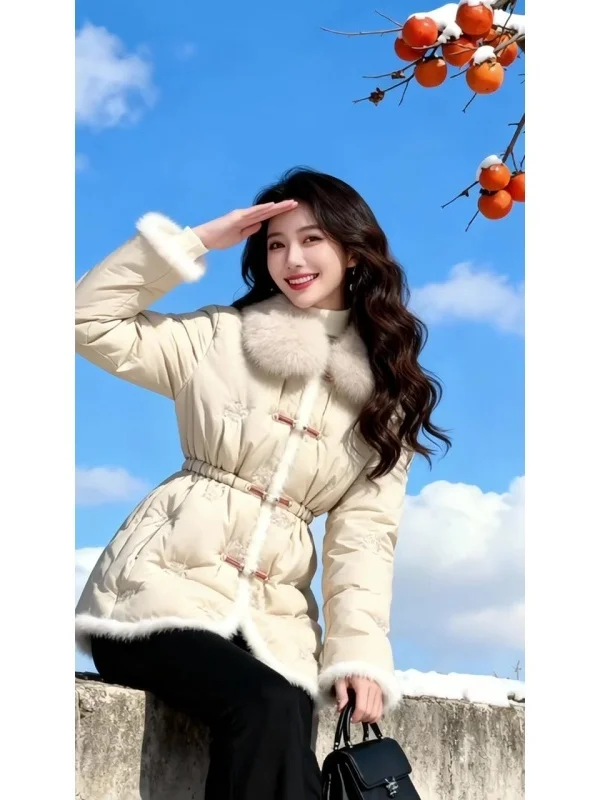 

Уникальное утепленное зимнее хлопковое пальто средней длины для женщин, с поясом на талии, абрикосовое, модное, верхняя одежда