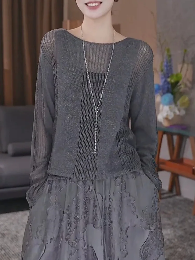 سترة محبوكة طويلة من Faionable، سترة كورية Sle Commute متعددة الاستخدامات، مجوفة للحماية من الشمس، تصميم فريد للارتداء اليومي...