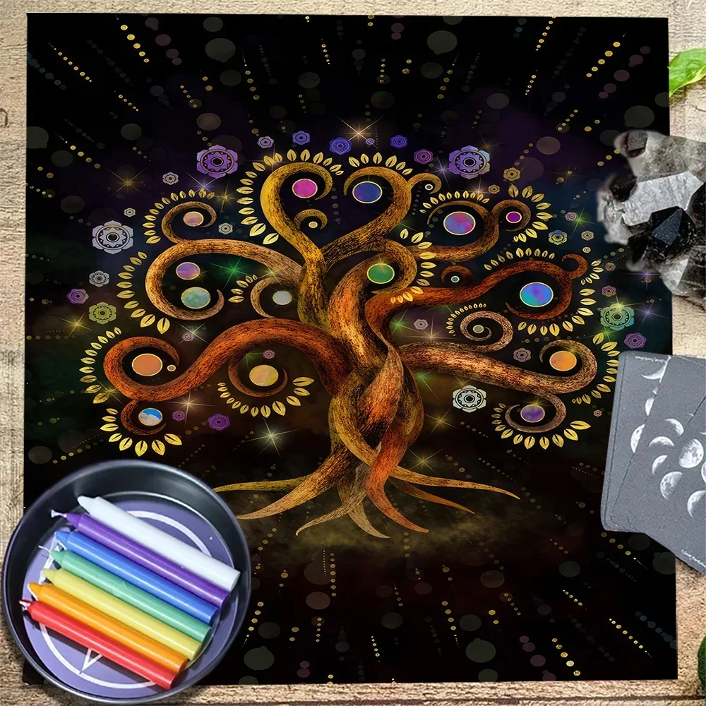 Life Tree Tarot Tablecover Divination Altar Cloth Tarot Cloth For Tarot Reading Mat Divination Astrology Board Game Ritual Cloth