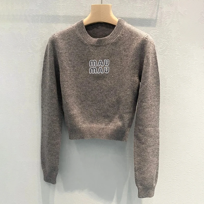 

Ay Вязаный свитер с вышивкой букв, повседневный женский топ, модная версия для поездок на работу, корейский крой, корейский Sle