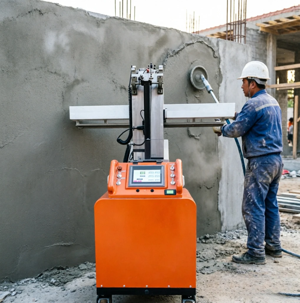 Lime Render Wall Plaster Machine Wheeled Portable Auto Screeding Villa Interior Base Wall Smoothing Tool Wall Plastering Machine