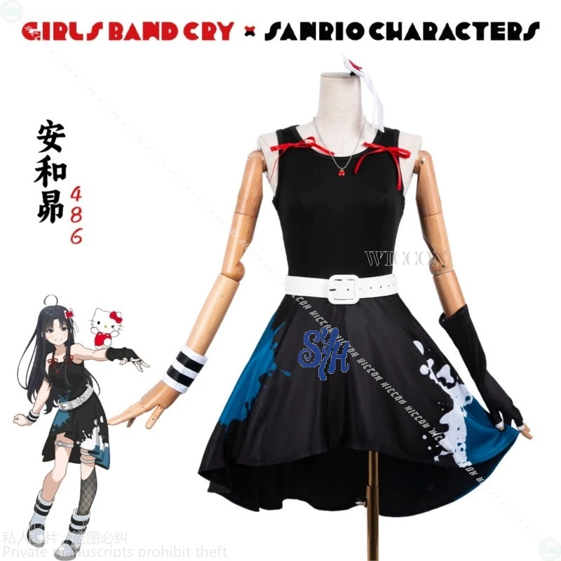 

Anime GIRLS BAND CRY Cosplay SUBARU AWA 코스프레 Kawaii Jirai Kei Girls Y2k Fashion Black Dress Bow Lolita Halloween Christmas