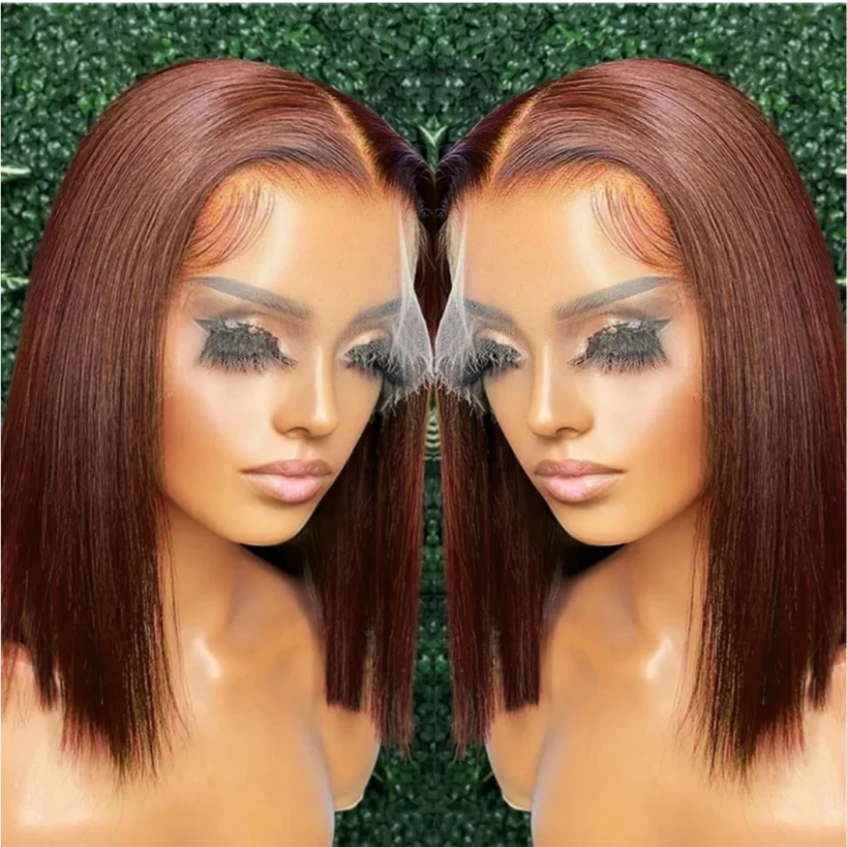 

# 4 шоколадно-коричневых парика Боб 100% вьетнамские человеческие волосы Парики бесклеевые 13x4 Кружевной фронтальный парик Прямые короткие парики боб для женщин